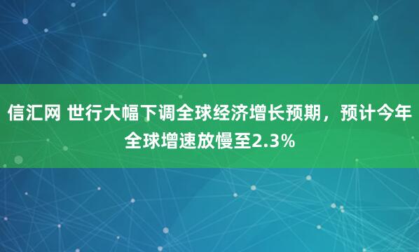 信汇网 世行大幅下调全球经济增长预期,预计今年全球增速放慢至2.3%